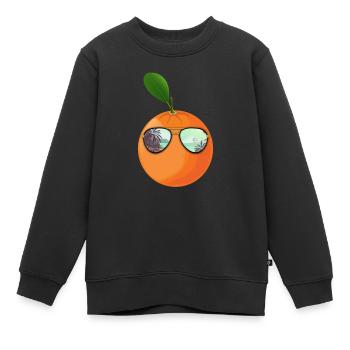 Orange Avec lunettes de soleil Cadeau - Sweat Premium enfant bio - noir - Devant - AI Model Kid Female (0cm)