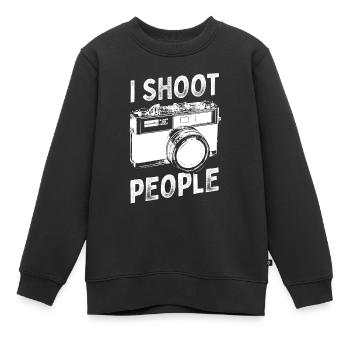 Photography Pun I Shoot People Vintage Camera - Kinder Premium Organic Sweatshirt - Schwarz - Vorne - AI Model Kid Female (0cm)