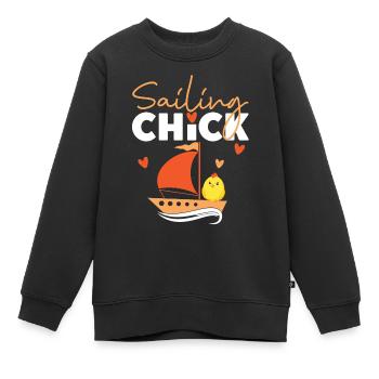 Sailing Chick Girl Sailboat - Sweat Premium enfant bio - noir - Devant - AI Model Kid Female (0cm)