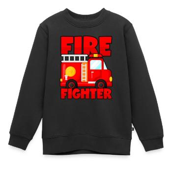 Camion pompier pompier pompier pompier - Sweat Premium enfant bio - noir - Devant - AI Model Kid Female (0cm)