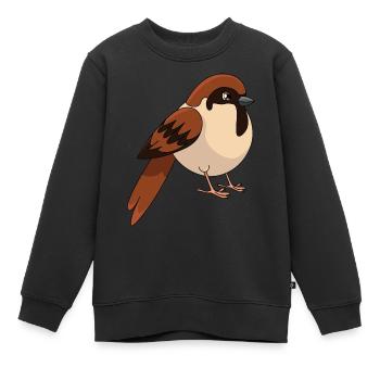 Moineau - Sweat Premium enfant bio - noir - Devant - AI Model Kid Female (0cm)