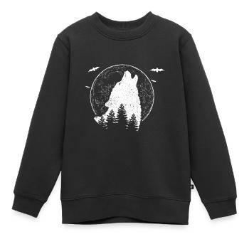 Wolf Tshirt Leader Leader Rudel Leitwolf Chef - Kids Premium Organic Sweatshirt - black - Front - AI Model Kid Female (0cm)