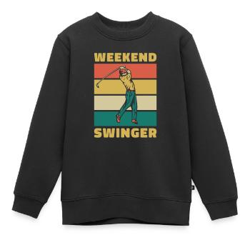 Golfeur Golf golf golf golf - Sweat Premium enfant bio - noir - Devant - AI Model Kid Female (0cm)