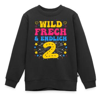 2. Geburtstag Wild Frech Endlich 2 Jahre Kinder - Kinder Premium Organic Sweatshirt - Schwarz - Vorne - AI Model Kid Female (0cm)