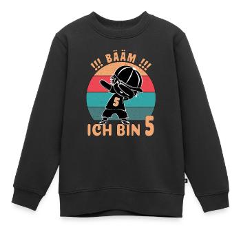 Bääm Geburtstag ich bin 5. - Kinder Premium Organic Sweatshirt - Schwarz - Vorne - AI Model Kid Female (0cm)
