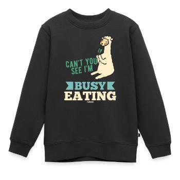 Lama au déjeuner - Sweat Premium enfant bio - noir - Devant - AI Model Kid Female (0cm)