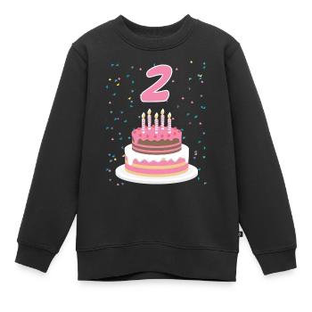 2 ans gâteau gâteau anniversaire anniversaire cadeau - Sweat Premium enfant bio - noir - Devant - AI Model Kid Female (0cm)