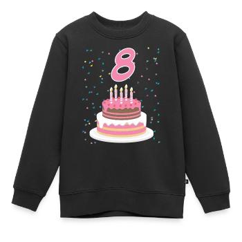 8 ans gâteau gâteau anniversaire anniversaire cadeau - Sweat Premium enfant bio - noir - Devant - AI Model Kid Female (0cm)