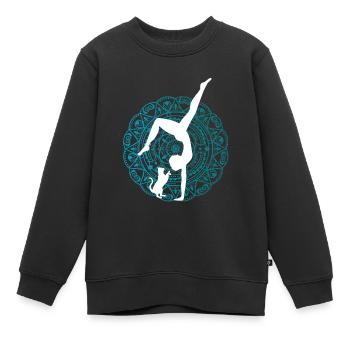 Dames yoga tenue avec chat Pilates Qi Gong - Sweat Premium enfant bio - noir - Devant - AI Model Kid Female (0cm)