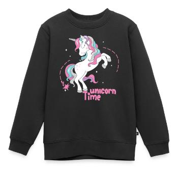 Citations de licornes Temps des licornes - Sweat Premium enfant bio - noir - Devant - AI Model Kid Female (0cm)