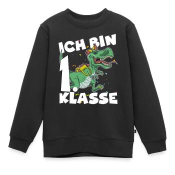 Ich bin erste Klasse Dino Einschulung Dinosaurier - Kinder Premium Organic Sweatshirt - Schwarz - Vorne - AI Model Kid Female (0cm)