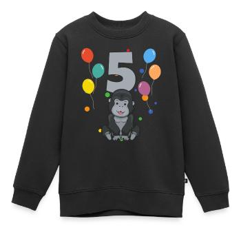 5 anniversaire anniversaire d’enfant 5 ans Gorille - Sweat Premium enfant bio - noir - Devant - AI Model Kid Female (0cm)