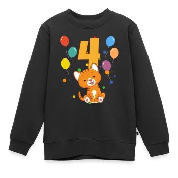 4 anniversaire anniversaire d’enfant 4 ans chat - Sweat Premium enfant bio - noir - Devant - AI Model Kid Female (0cm)