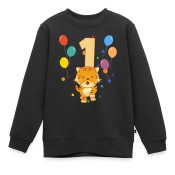 1. Geburtstag Kindergeburtstag 1 Jahre Tiger - Kinder Premium Organic Sweatshirt - Schwarz - Vorne - AI Model Kid Female (0cm)