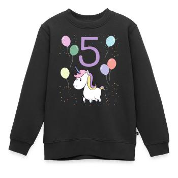 5. Geburtstag Kindergeburtstag 5 Jahre Einhorn - Kinder Premium Organic Sweatshirt - Schwarz - Vorne - AI Model Kid Female (0cm)