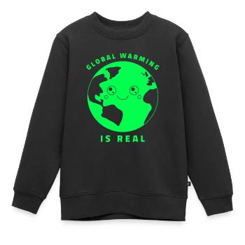 GLOBAL WARMING IS REAL Nr 21 - Kinder Premium Organic Sweatshirt - Schwarz - Vorne - AI Model Kid Female (0cm)
