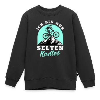 Ich bin nur selten Radlos - Kinder Premium Organic Sweatshirt - Schwarz - Vorne - AI Model Kid Female (0cm)