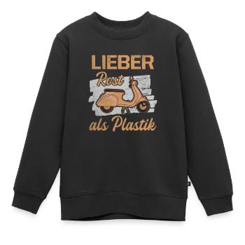 Lieber Rost Als Plastik Roller Motorroller Bastler - Kinder Premium Organic Sweatshirt - Schwarz - Vorne - AI Model Kid Female (0cm)