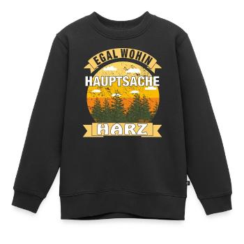 HAUPTSACHE HARZ - Kinder Premium Organic Sweatshirt - Schwarz - Vorne - AI Model Kid Female (0cm)