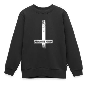 La religion est un poison croix de l’antéchrist athée occulte - Sweat Premium enfant bio - noir - Devant - AI Model Kid Female (0cm)