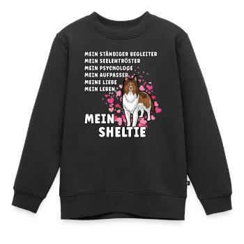 Mein Sheltie Hundehalter Hundeliebhaber - Kinder Premium Organic Sweatshirt - Schwarz - Vorne - AI Model Kid Female (0cm)