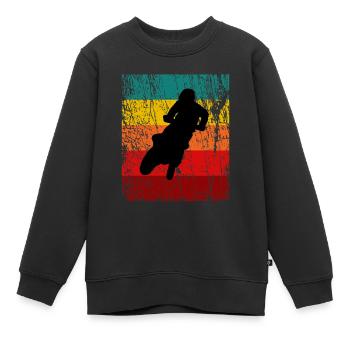 Supermoto / Supermotard / Supermoto Wheelie - Kinder Premium Organic Sweatshirt - Schwarz - Vorne - AI Model Kid Female (0cm)