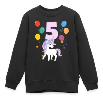 5 anniversaire anniversaire d’enfant 5 ans Licorne - Sweat Premium enfant bio - noir - Devant - AI Model Kid Female (0cm)