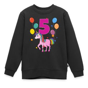 5 anniversaire anniversaire d’enfant 5 ans Licorne - Sweat Premium enfant bio - noir - Devant - AI Model Kid Female (0cm)