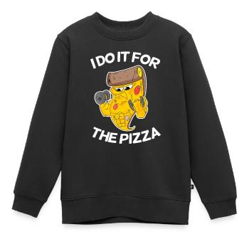 Pizza Training Fitness Sport Cadeau - Sweat Premium enfant bio - noir - Devant - AI Model Kid Female (0cm)