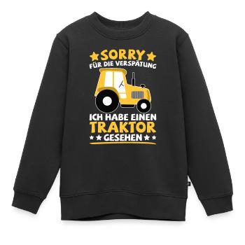 Traktor Trecker Ich habe einen Traktor gesehen - Kinder Premium Organic Sweatshirt - Schwarz - Vorne - AI Model Kid Female (0cm)
