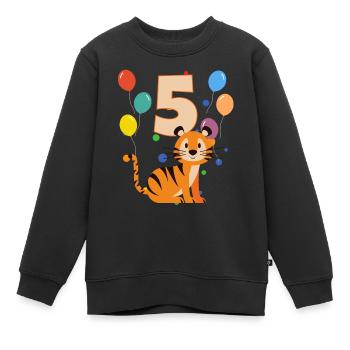 5. Geburtstag Kindergeburtstag 5 Jahre Tiger - Kinder Premium Organic Sweatshirt - Schwarz - Vorne - AI Model Kid Female (0cm)