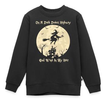 On A Dark Desert Highways Witch Riding Brooms - Kinder Premium Organic Sweatshirt - Schwarz - Vorne - AI Model Kid Female (0cm)