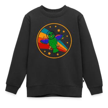 Perroquet noble dans l’espace - Sweat Premium enfant bio - noir - Devant - AI Model Kid Female (0cm)