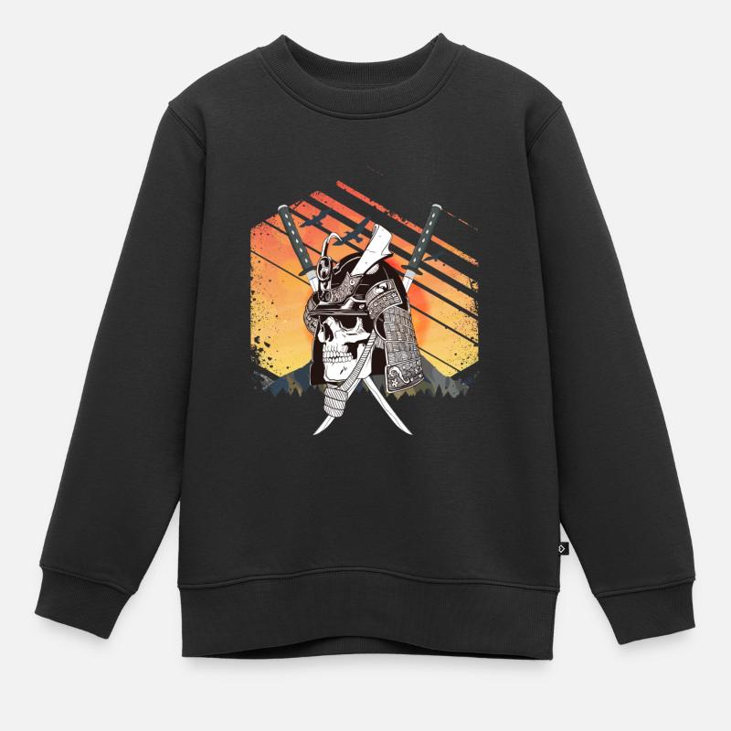 Samurai Skull - Kinder Premium Organic Sweatshirt - Schwarz