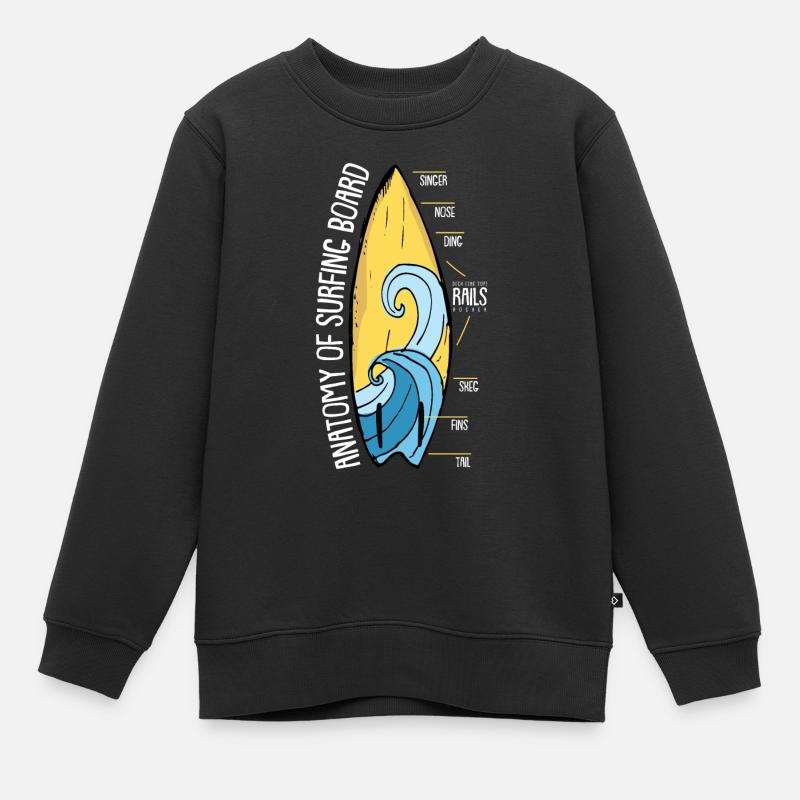 Surf surf surf surf surf planche de surf plage cadeau - Sweat Premium enfant bio - noir
