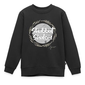 Shabbat Shalom - Sweat Premium enfant bio - noir - Devant - AI Model Kid Female (0cm)