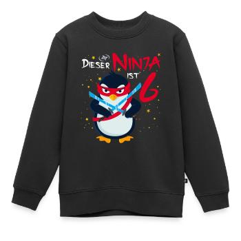 Dieser Ninja ist 6 Jahre Pinguin 6. Geburtstag - Kinder Premium Organic Sweatshirt - Schwarz - Vorne - AI Model Kid Female (0cm)