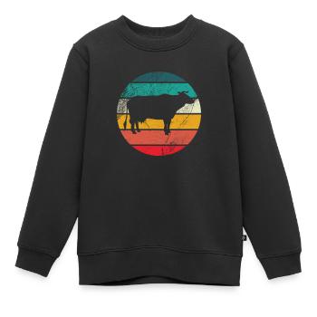 Vache Bovine Cow motif animal imprimé animal motif - Sweat Premium enfant bio - noir - Devant - AI Model Kid Female (0cm)