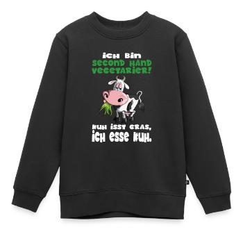 Ich bin second Hand Anti Vegetarier Kühe BBQ Steak - Kinder Premium Organic Sweatshirt - Schwarz - Vorne - AI Model Kid Female (0cm)