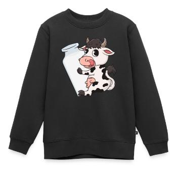 Vache lait - Sweat Premium enfant bio - noir - Devant - AI Model Kid Female (0cm)
