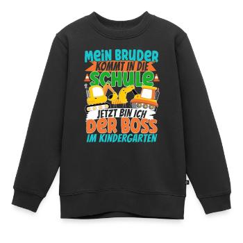 Bagger Einschulung Brüder Geschwister Kleiner - Kinder Premium Organic Sweatshirt - Schwarz - Vorne - AI Model Kid Female (0cm)