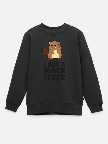 Amant drôle de castor J’ai la fièvre des castors - Sweat Premium enfant bio - noir