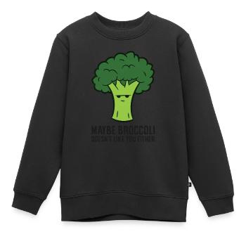 Vielleicht mag Brokkoli dich auch nicht - Kinder Premium Organic Sweatshirt - Schwarz - Vorne - AI Model Kid Female (0cm)