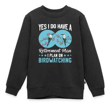 Observation des oiseaux Observation des oiseaux - Sweat Premium enfant bio - noir - Devant - AI Model Kid Female (0cm)