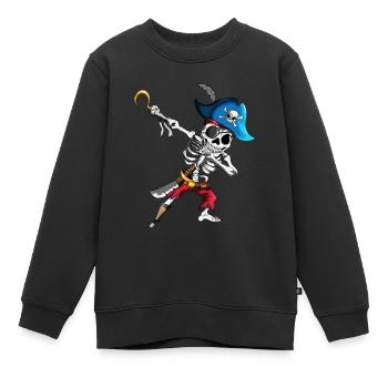 Dabbing Piraten Skelett Augenklappe Piratenschiff - Kinder Premium Organic Sweatshirt - Schwarz - Vorne - AI Model Kid Female (0cm)