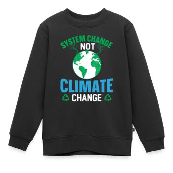 System Change not Climate Change - Klimawandel - Kids Premium Organic Sweatshirt - black - Front - AI Model Kid Female (0cm)