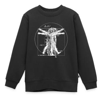 Vitruvian Tired Man Leonardo Da Vinci Vitruvian - Kinder Premium Organic Sweatshirt - Schwarz - Vorne - AI Model Kid Female (0cm)