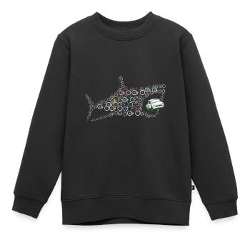 Hai Fisch frisst Auto Fahrrad Radfahrer Klima - Kinder Premium Organic Sweatshirt - Schwarz - Vorne - AI Model Kid Female (0cm)