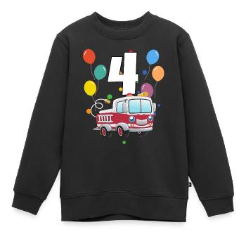 4 anniversaire anniversaire d’enfant 4 ans de pompiers - Sweat Premium enfant bio - noir - Devant - AI Model Kid Female (0cm)