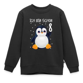 Ich Bin Schon 8 Jahre Pinguin 8. Geburtstag - Kinder Premium Organic Sweatshirt - Schwarz - Vorne - AI Model Kid Female (0cm)